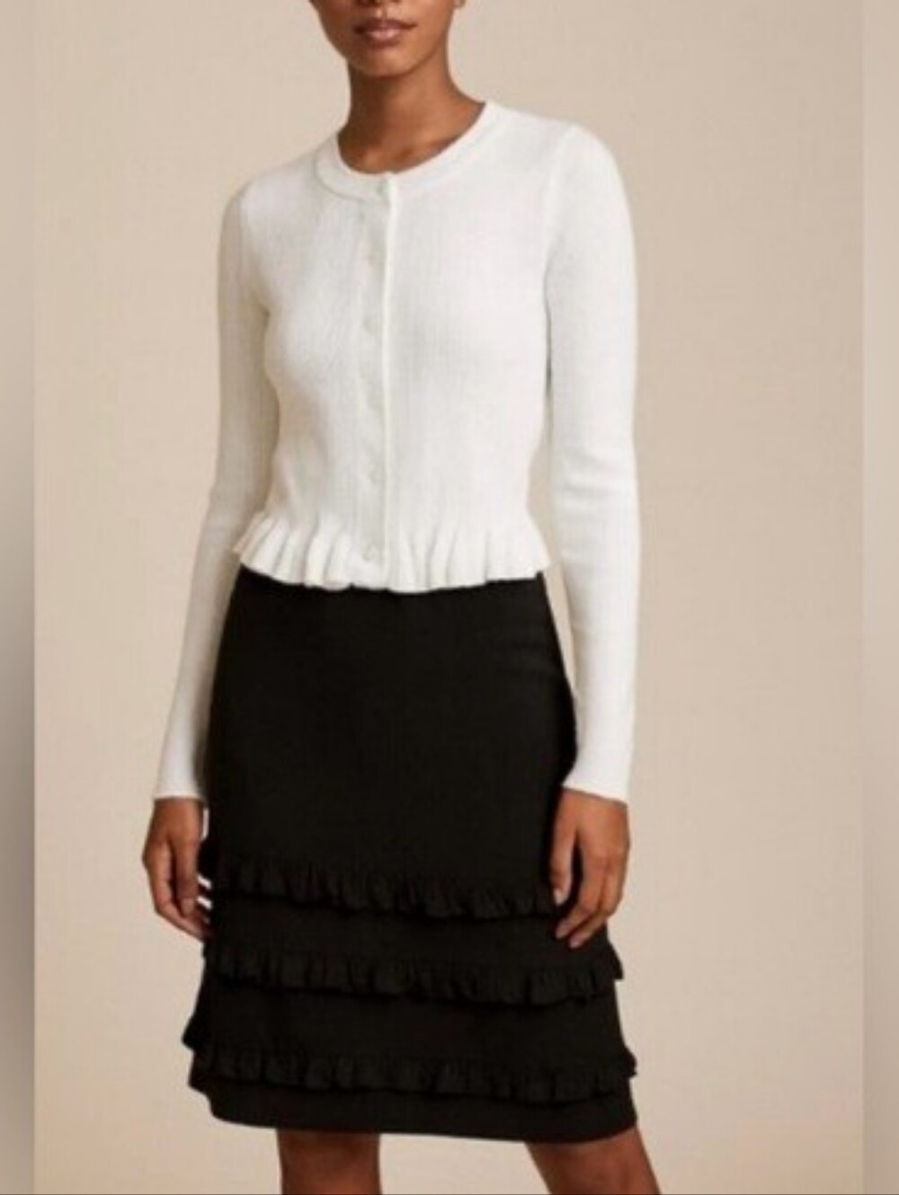 J. Crew Black Tiered Ruffle Pencil Skirt